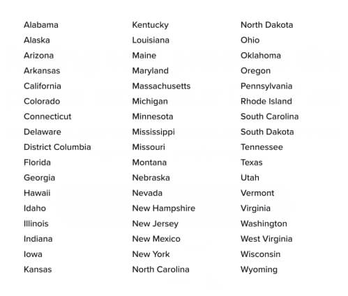 Selecting your state in the Driving-Tests driver education program interface